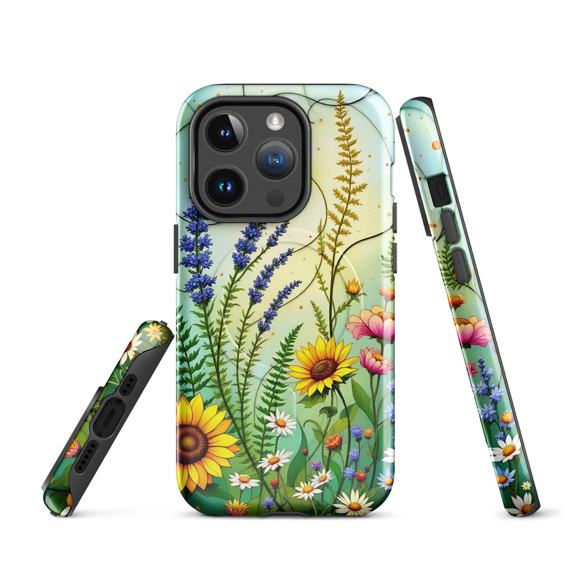 Floral Harmony Tough Magnetic MagSafe® iPhone® 14, iPhone 15, iPhone 16, iPhone 17, Pro, Pro Max, Plus Cases. product image (1)