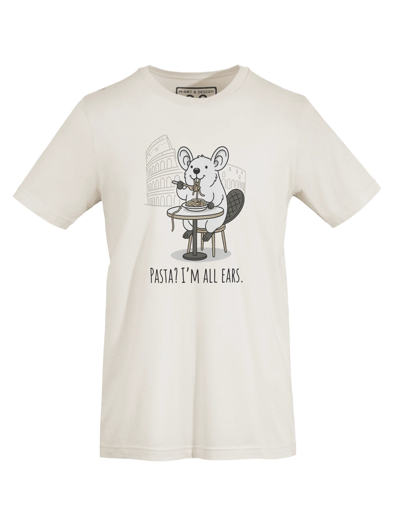 “Pasta? I’m All Ears” – Italian Beaver Cartoon DTG Print | art.4uand.me product image (1)