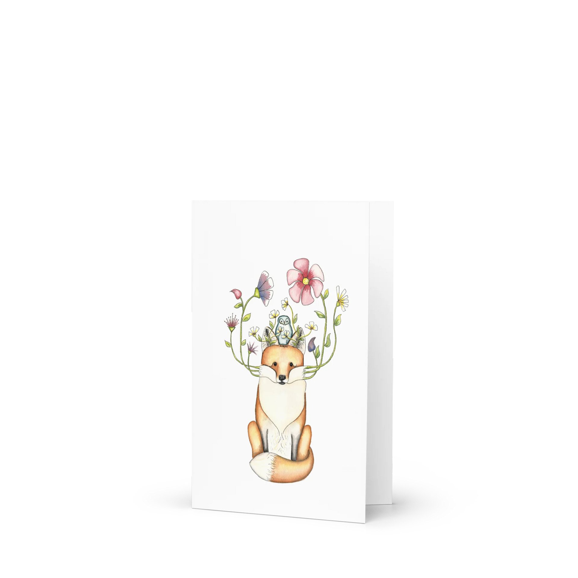 Watercolor Fox with Flowers Greeting Card product image (1)
