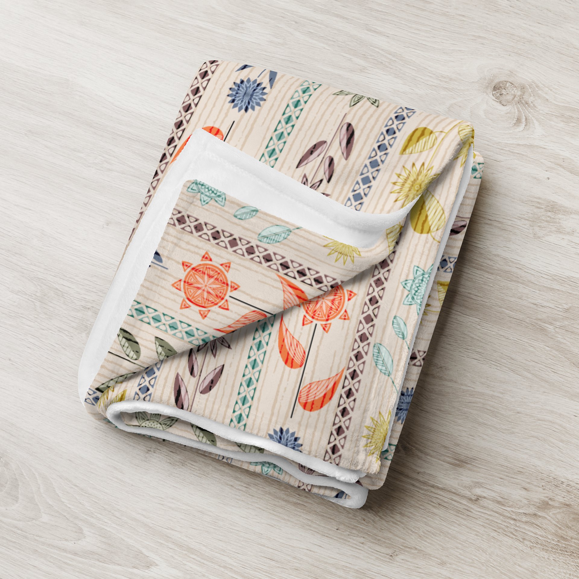 Geometric Flowers and Leaves Nature Throw Blanket product image (8)