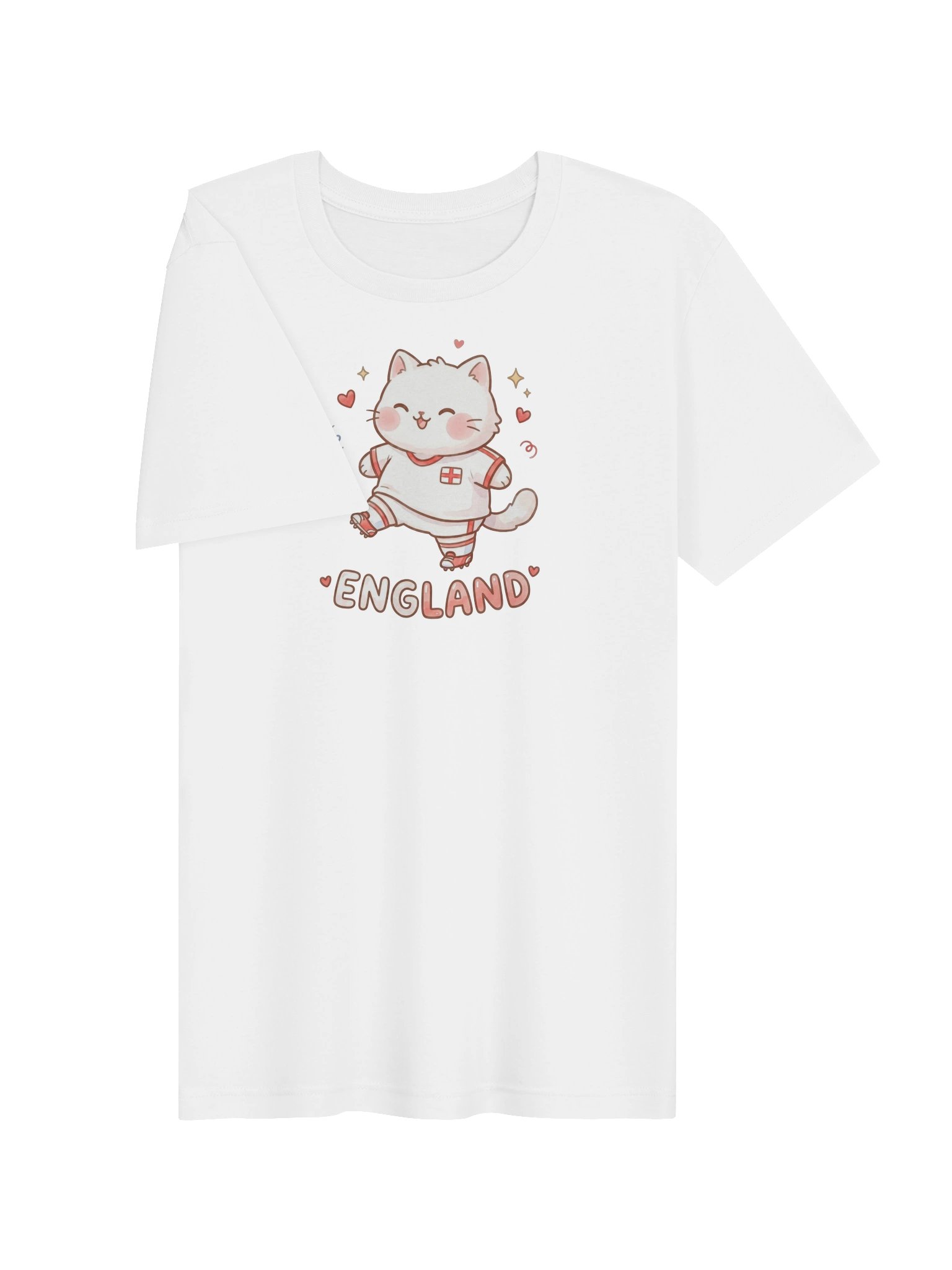 England Soccer Cat Shirt, Cute England Fan Tee, Kawaii Football Supporter T-Shirt product image (3)