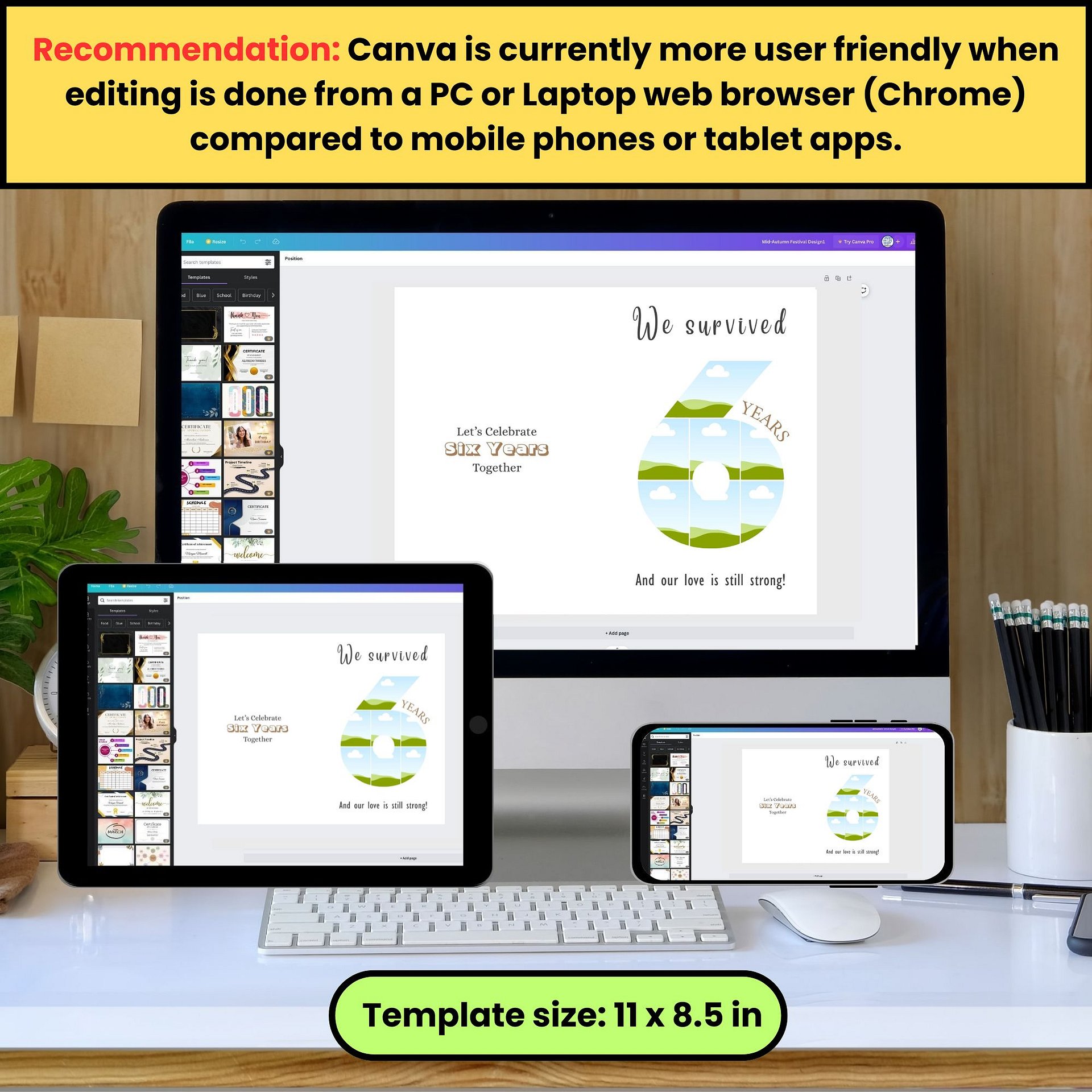 6 Year Anniversary Photo Card Editable Canva Template product image (5)