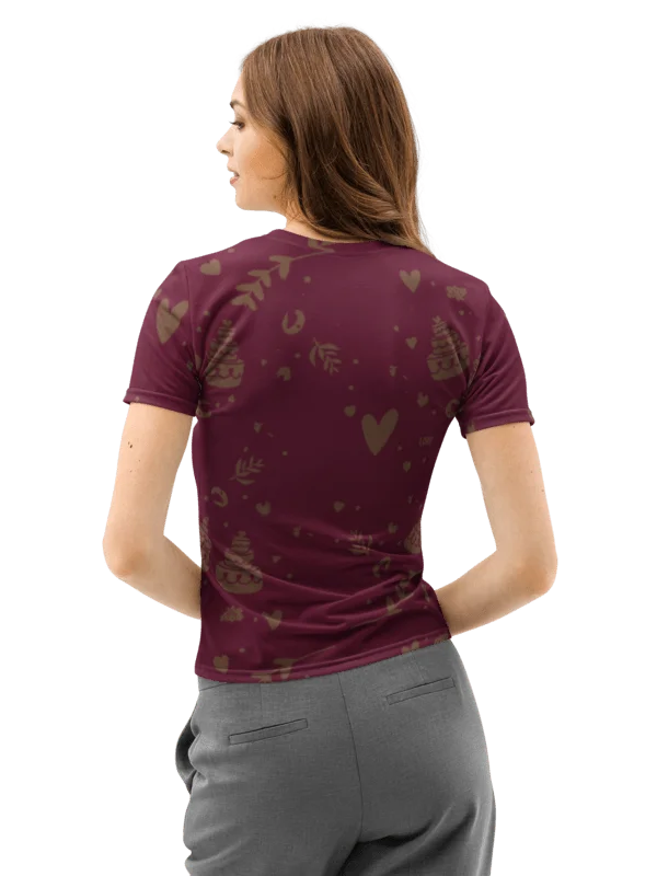 All-Over Print Women’s Cotton Crew Neck T-Shirt product image (3)