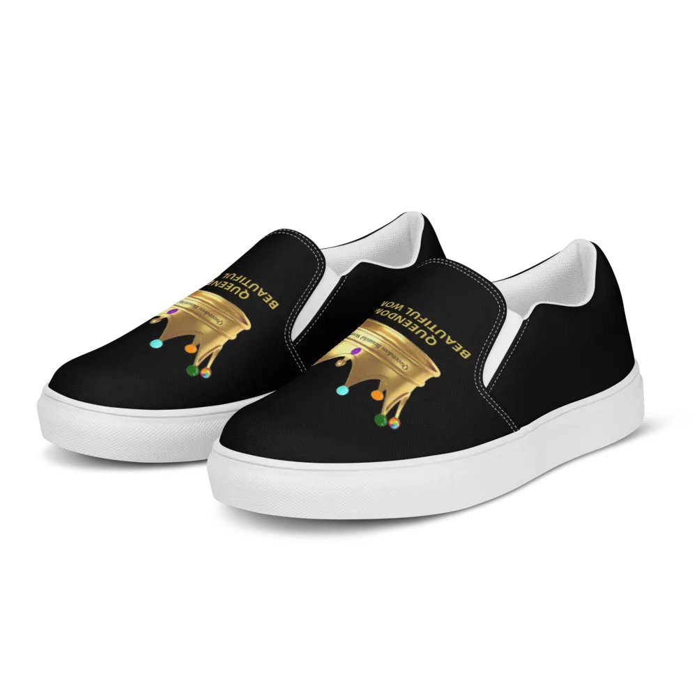 Queendom Beautiful Women Crown Canvas Shoes /Black (TM) product image (2)
