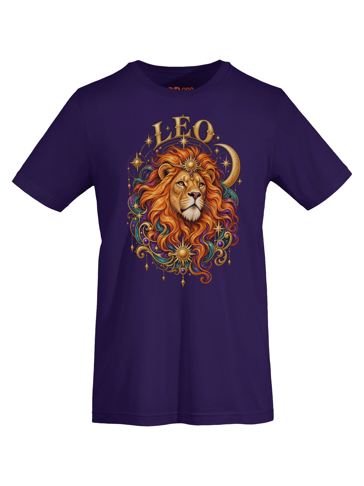 Leo Zodiac T-Shirt With Fiery Celestial Lion Artwork product image (7)