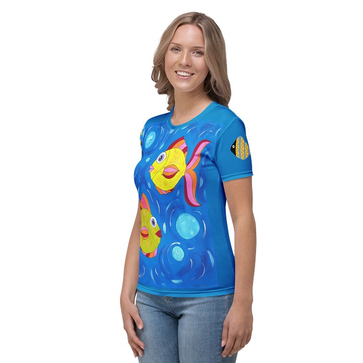 Fish style (art by Dina R.) acrylic painting picture - Womens Crew Neck T-Shirt product image (2)