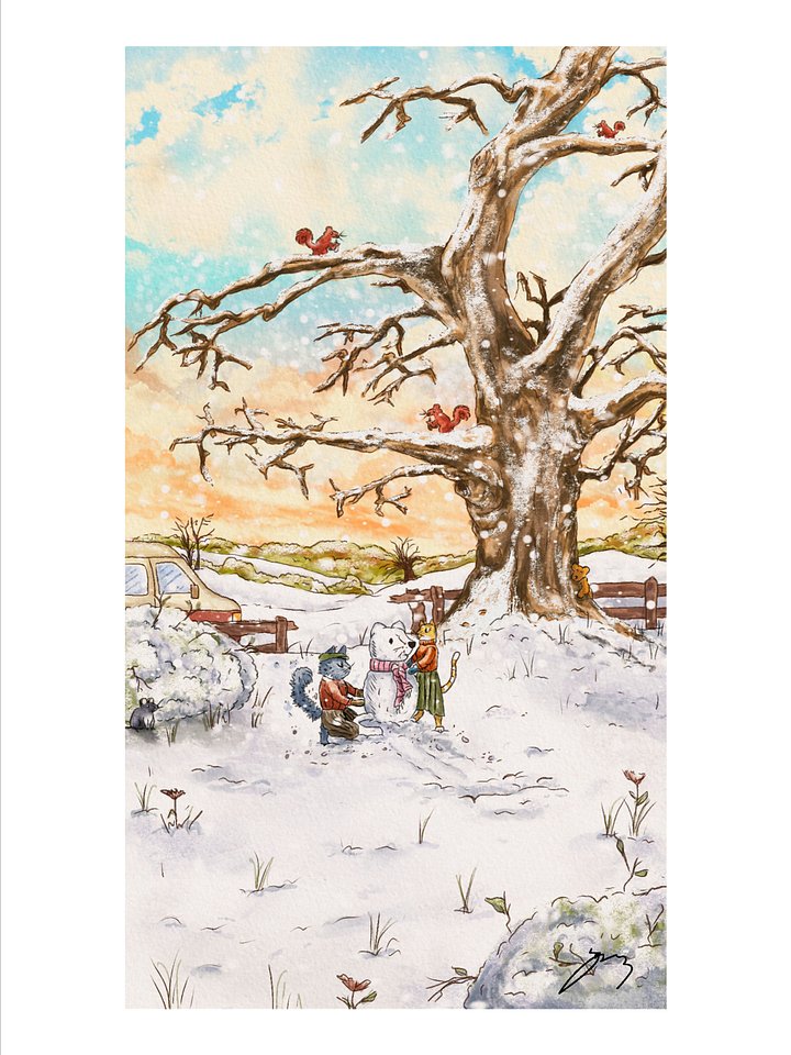 Snow Cat Print product image (1)
