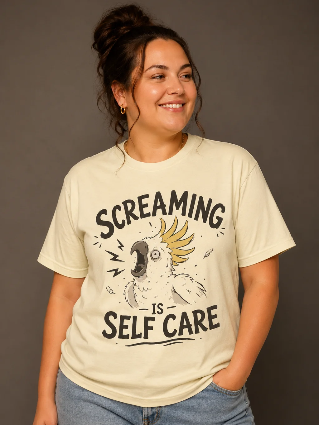 Screaming Is Self Care Cockatoo T-Shirt | Funny Bird Lover Mental Health Graphic Tee product image (1)