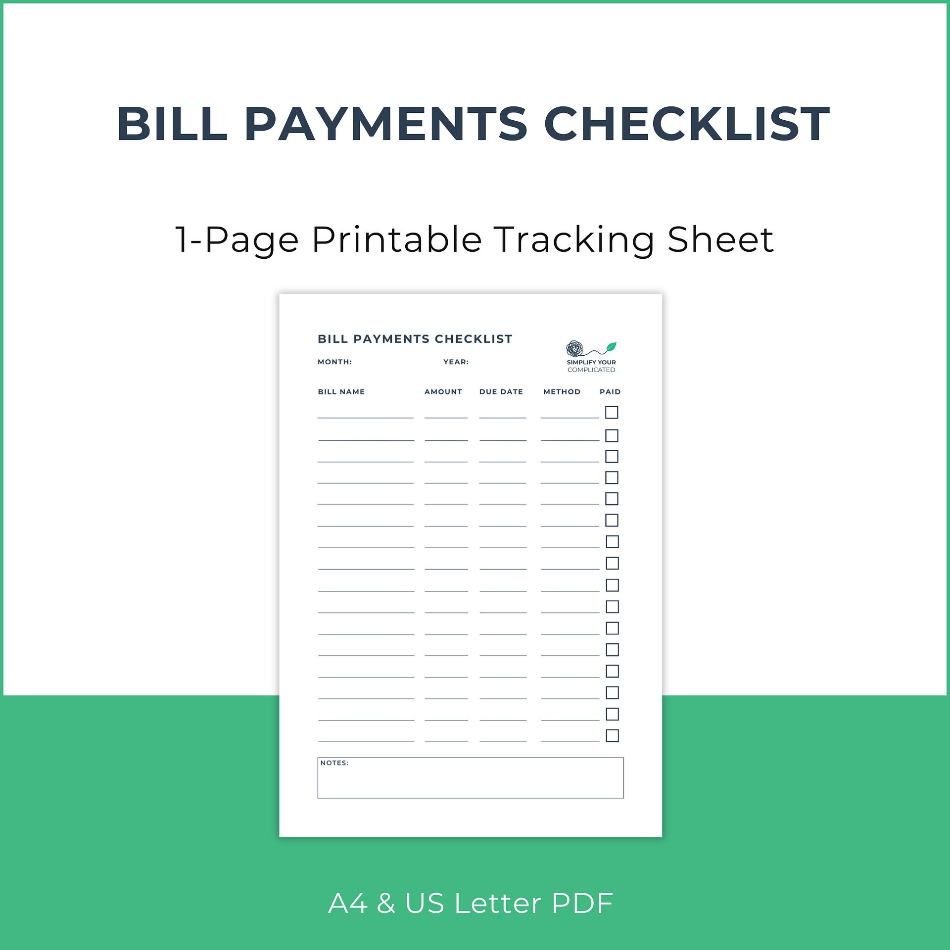 Bill Payments Checklist product image (1)