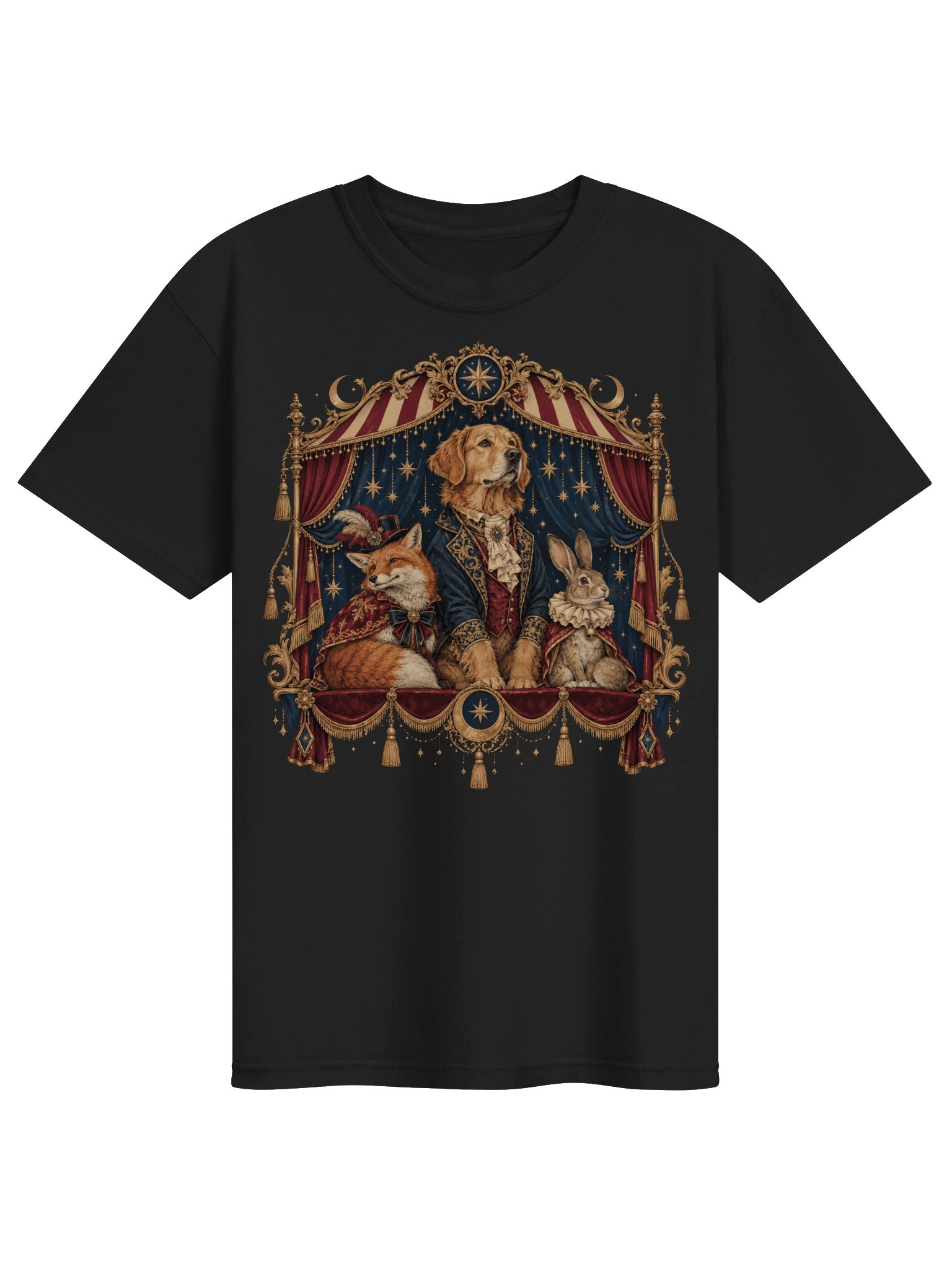 Vintage Storybook Animal T-Shirt – Victorian Dog, Fox & Rabbit Graphic Tee product image (2)