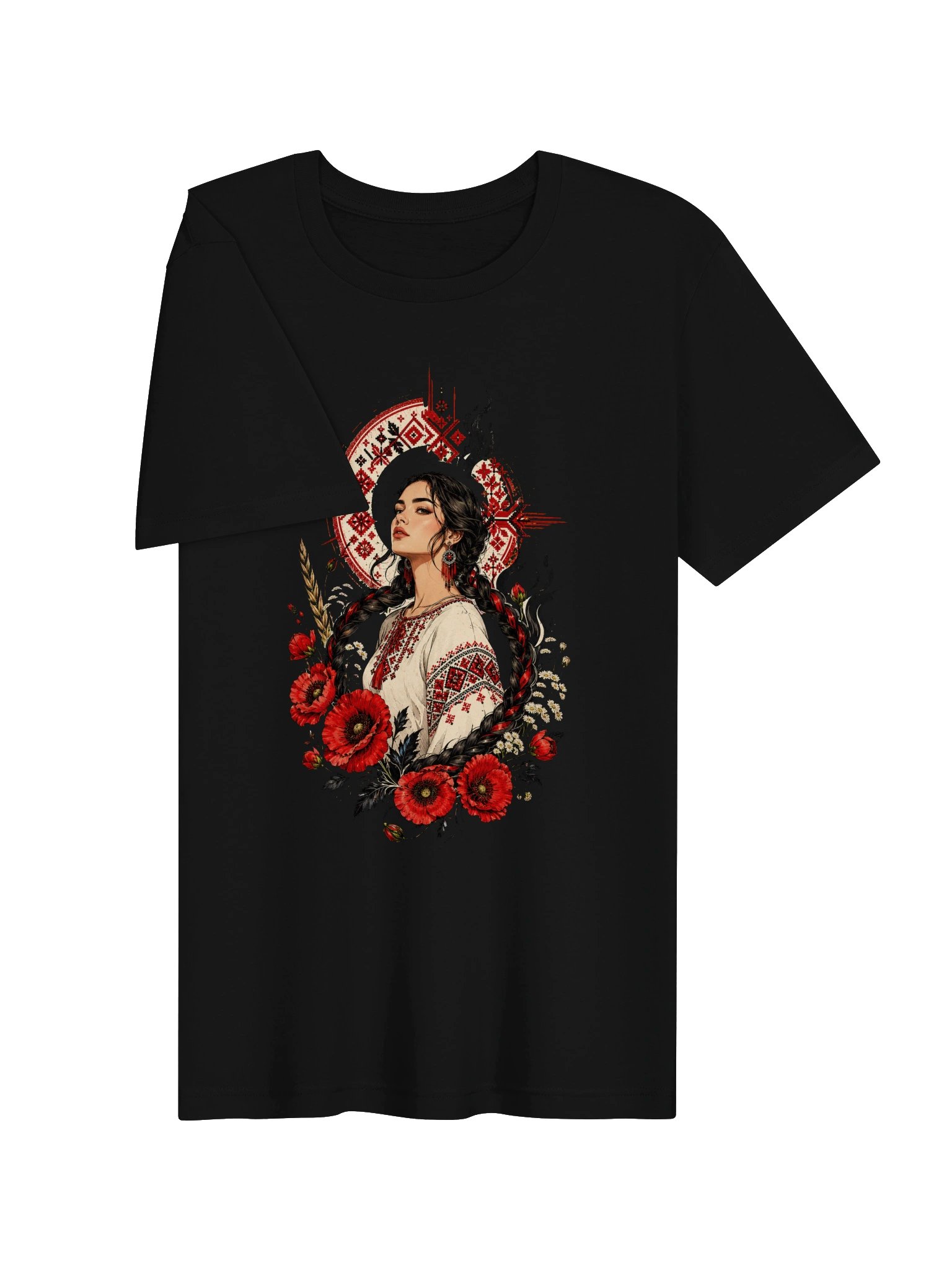 Ukrainian-Inspired Poppy Graphic Tee | Modern Slavic Folk Art product image (6)