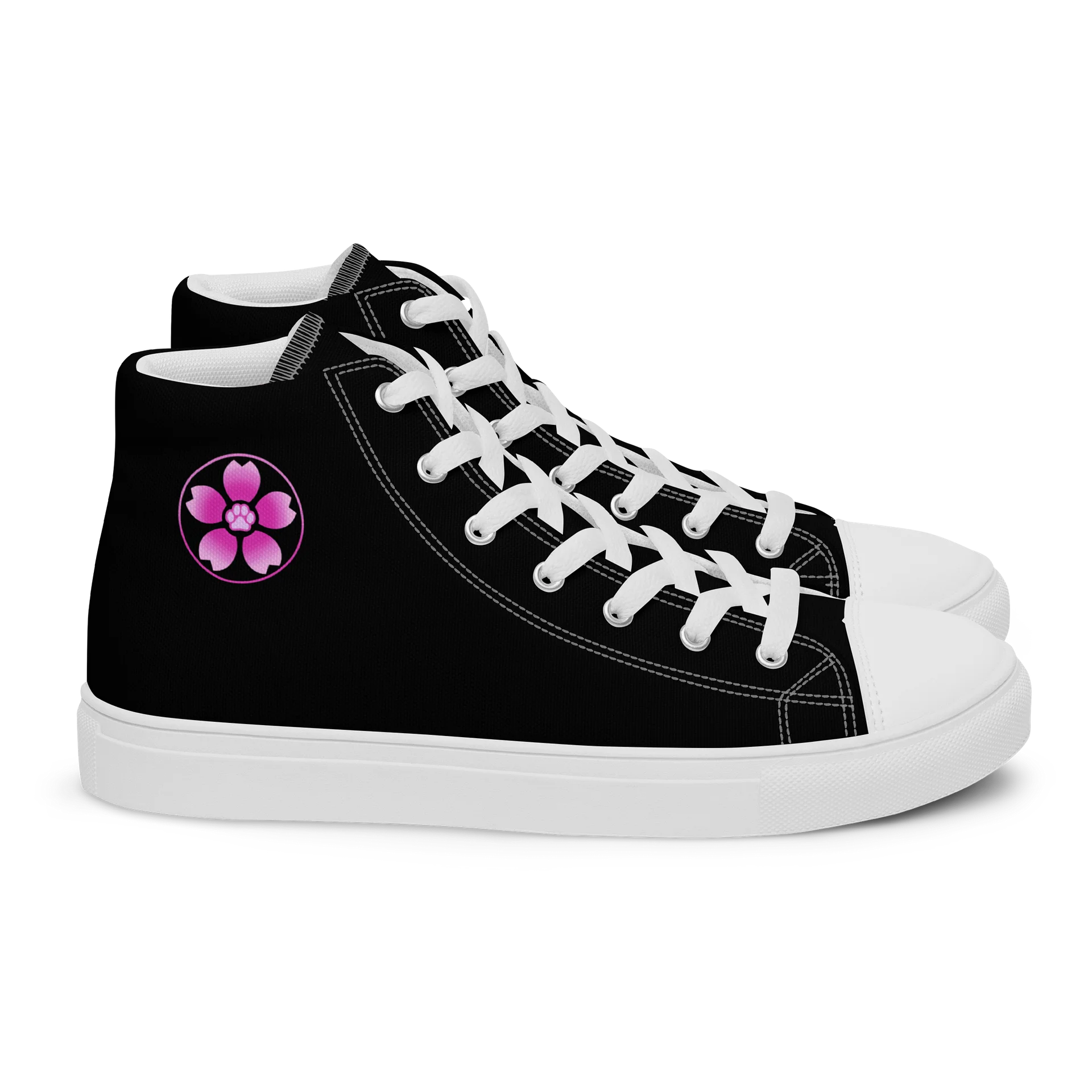 Moo Cherry Pawsom Logo Women's High-Canvas Shoes (Black) product image (1)