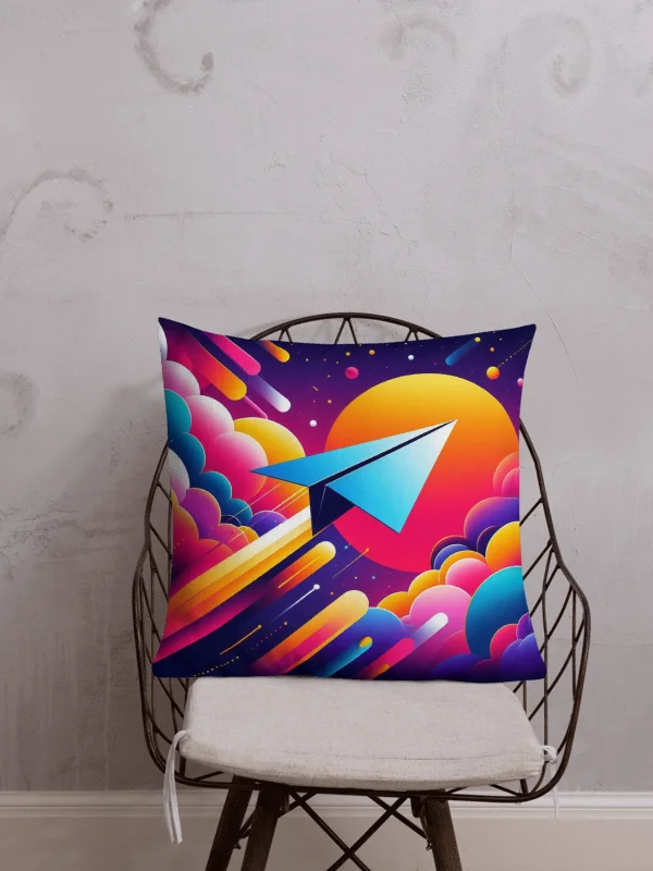 Skybound Dreams Premium Pillow | AI design paper airplane product image (1)