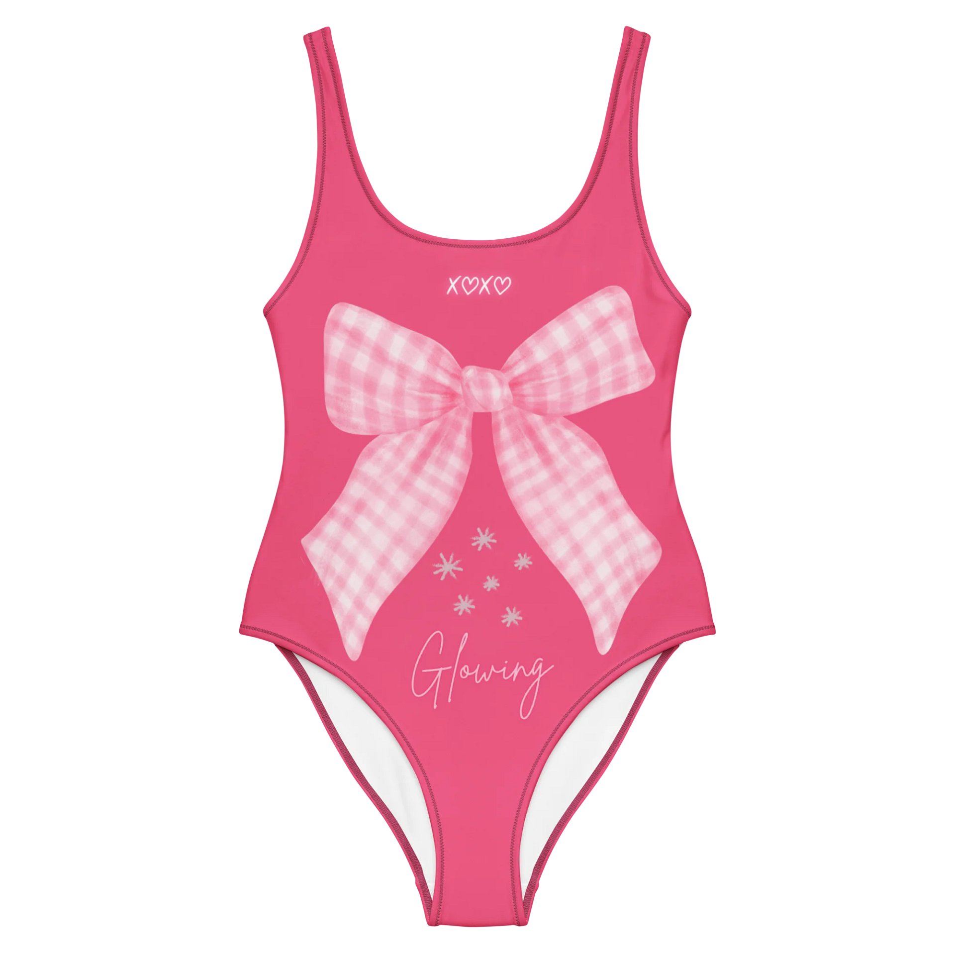 🎀 Glowlita "Sugar Kiss" Pink Patterned Bow One-Piece product image (1)