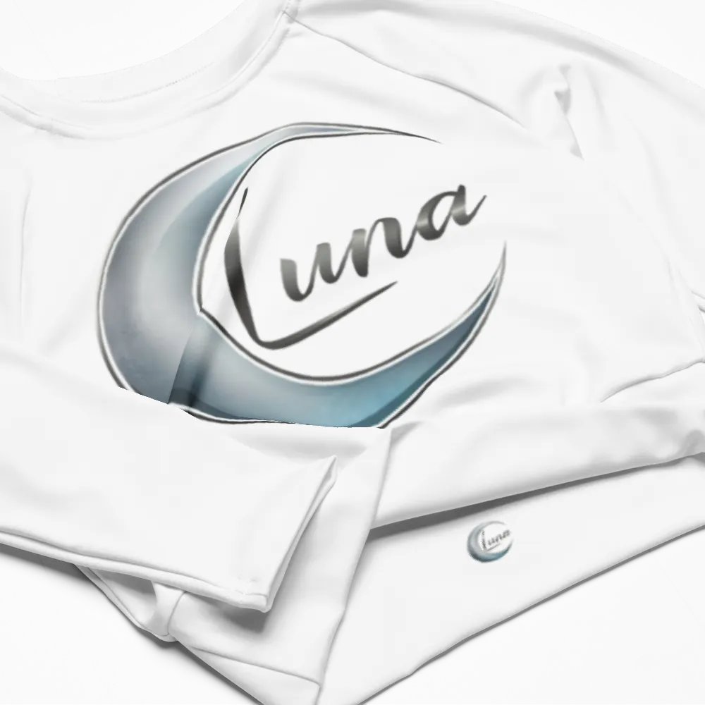 Luna Women's White Recycled Long Sleeve Crop Top - Sustainable Fashion with UPF 50+ product image (4)