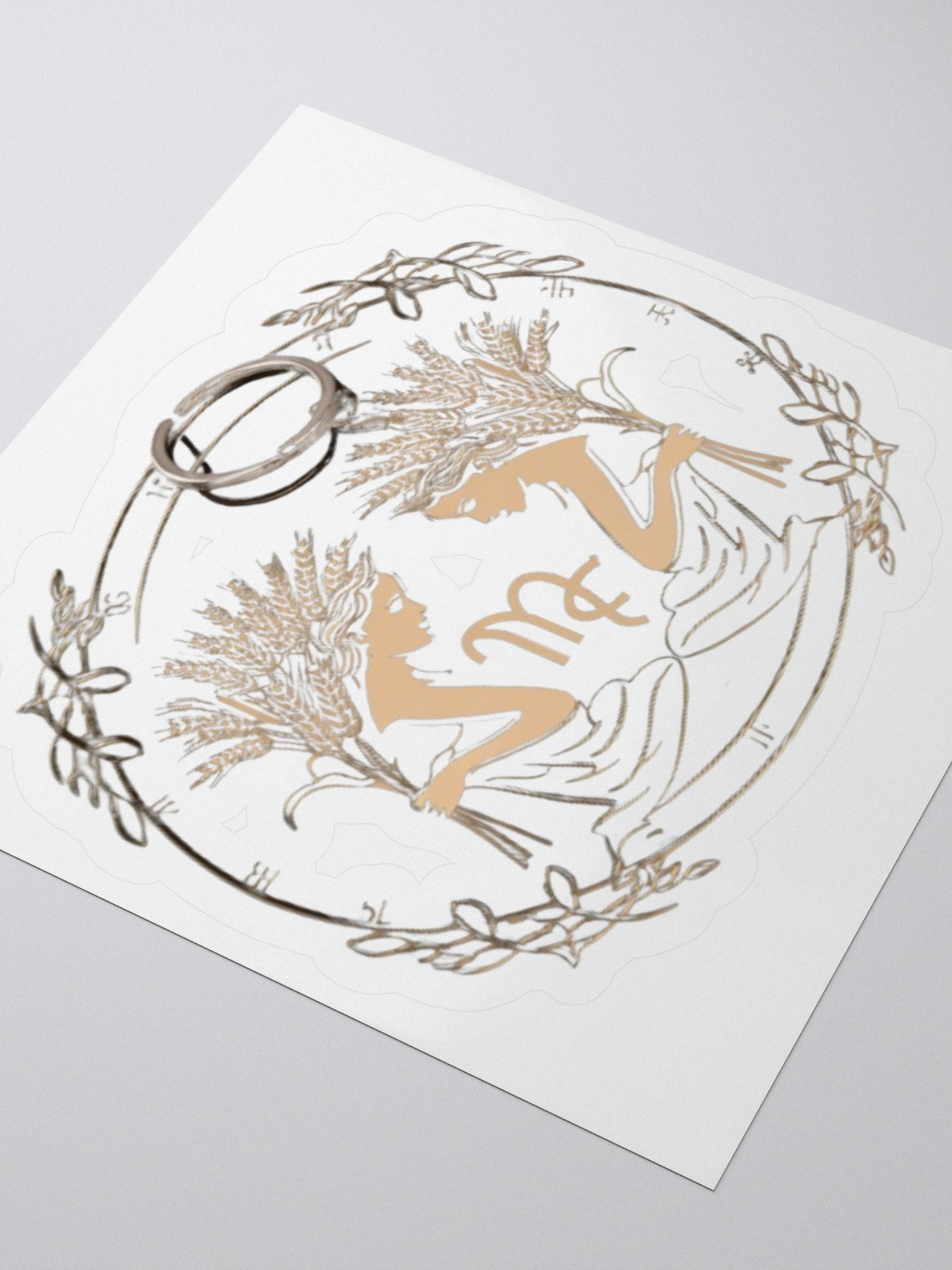 Virgo Zodiac Sticker - Maiden with Wheat & Floral - Durable Vinyl product image (8)