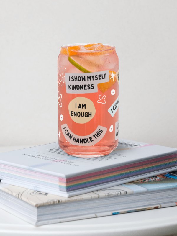 Mindful Affirmations Can-Shaped Glass – 16oz product image (2)