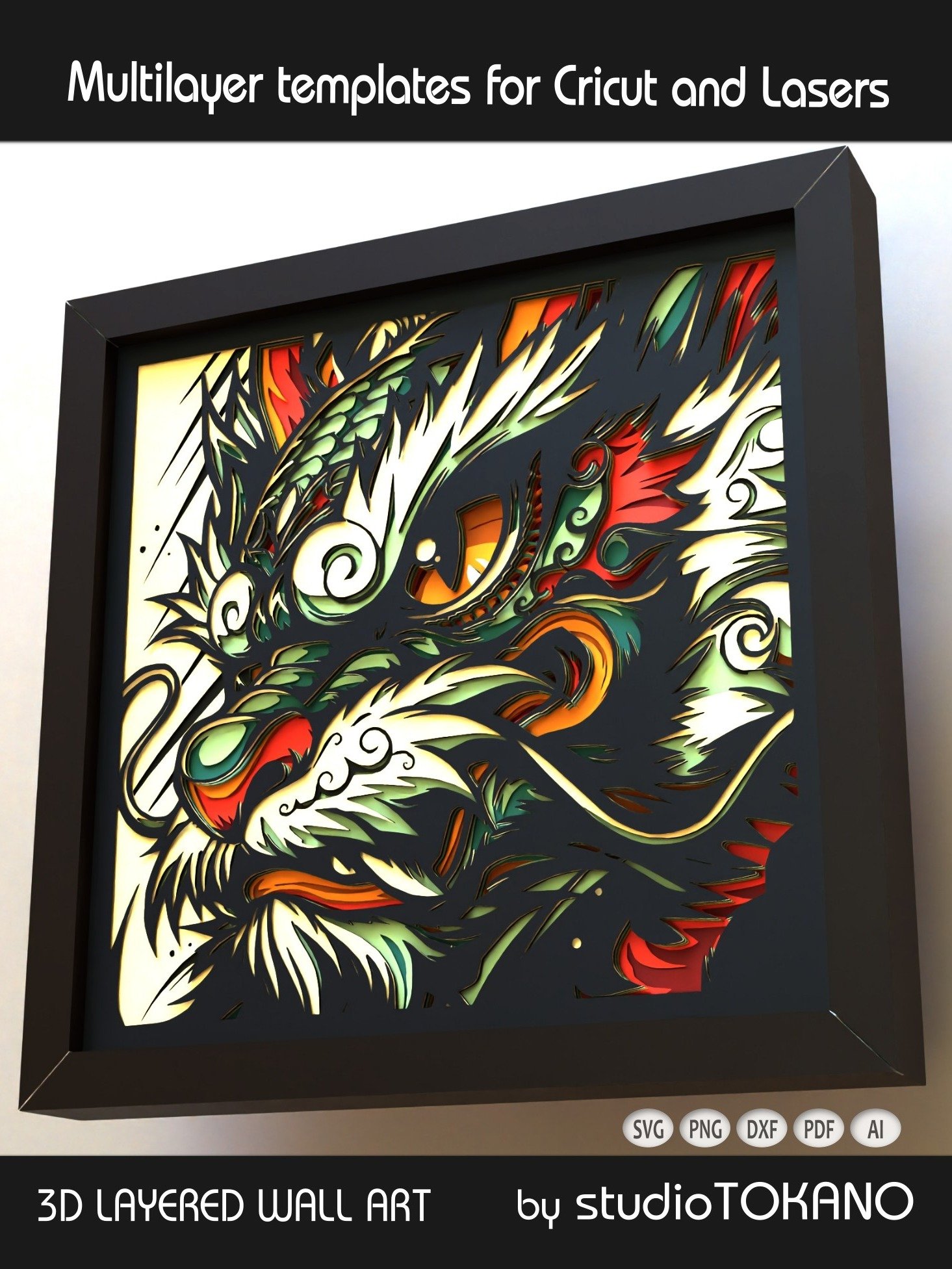 Chinese Dragon Layered Cut File product image (6)