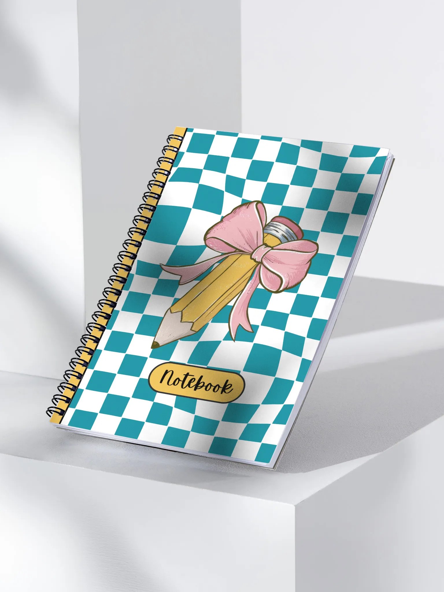 Checkered Teal Charm Spiral Journal product image (3)