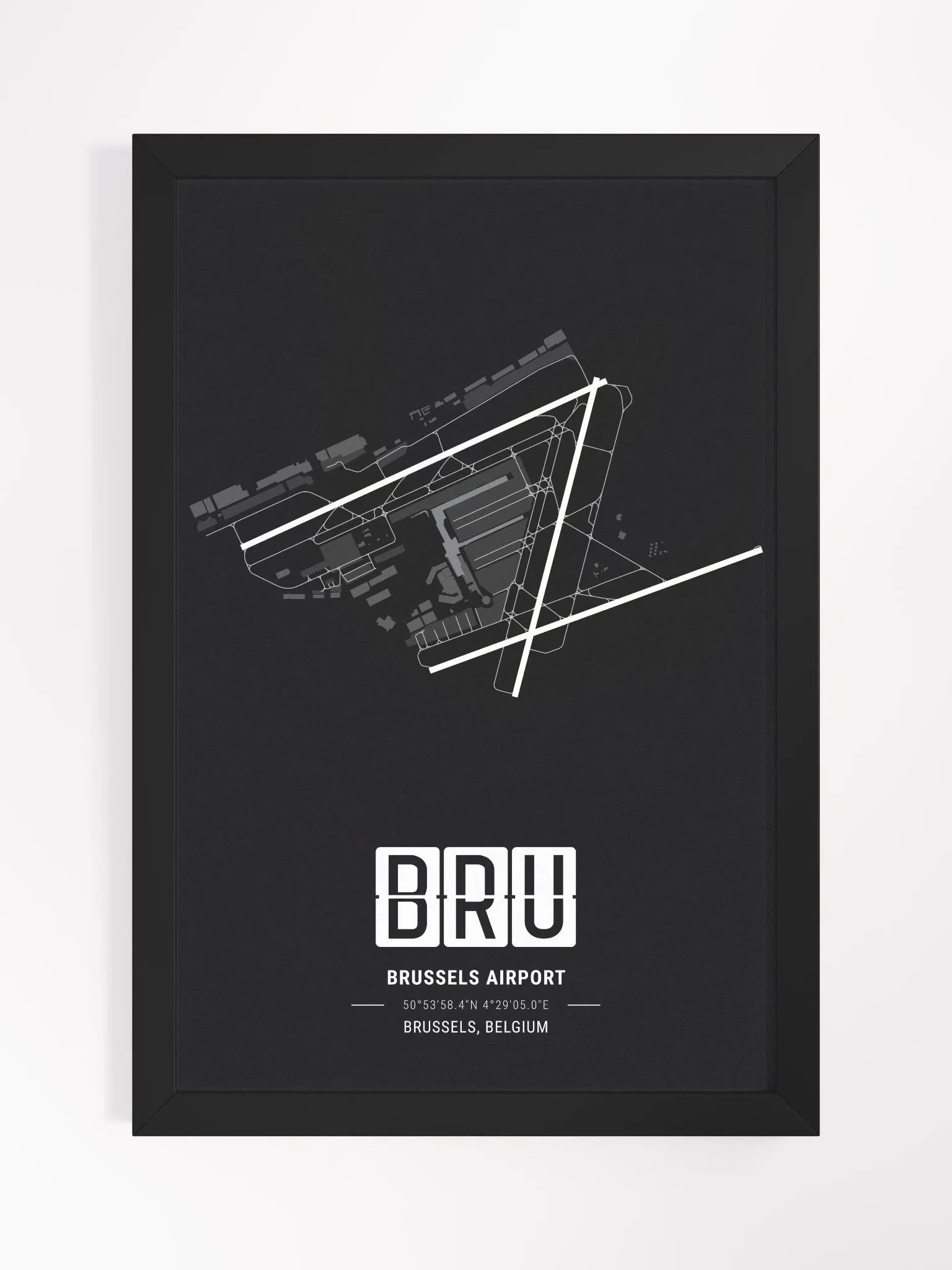 Framed Airport BRU Premium Map On Matt Paper product image (1)