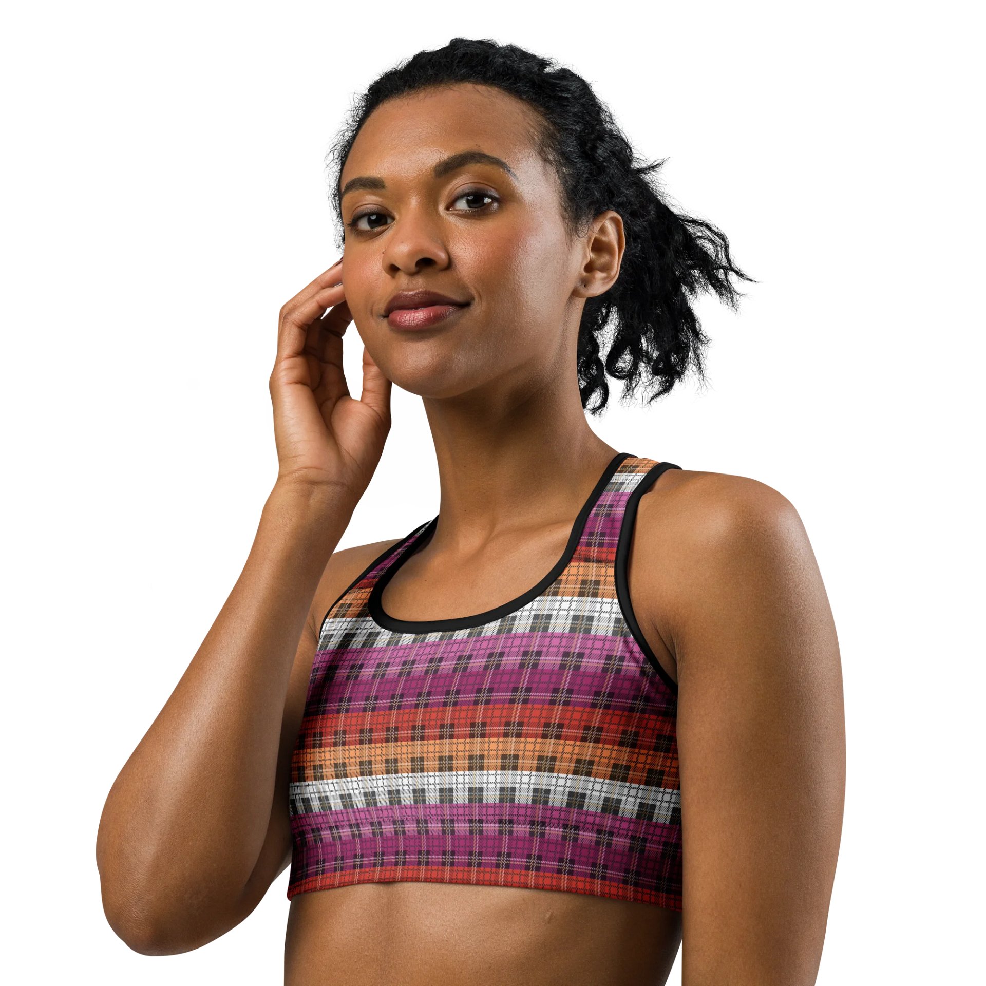 Lesbian Pride Plaid Sports Bra product image (2)