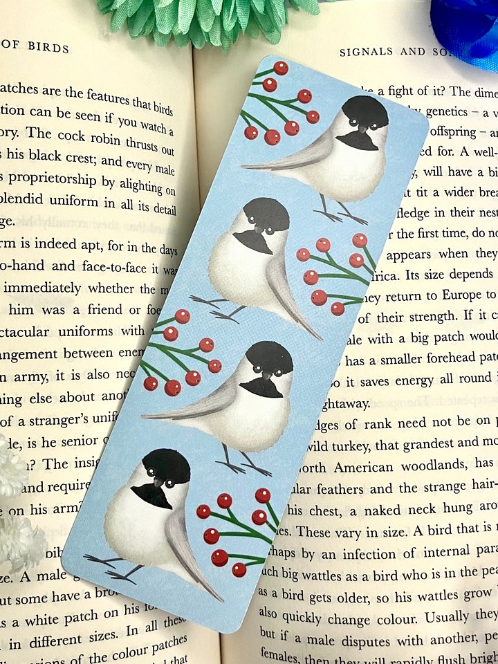 Chickadee With Red Berries Bookmark product image (1)