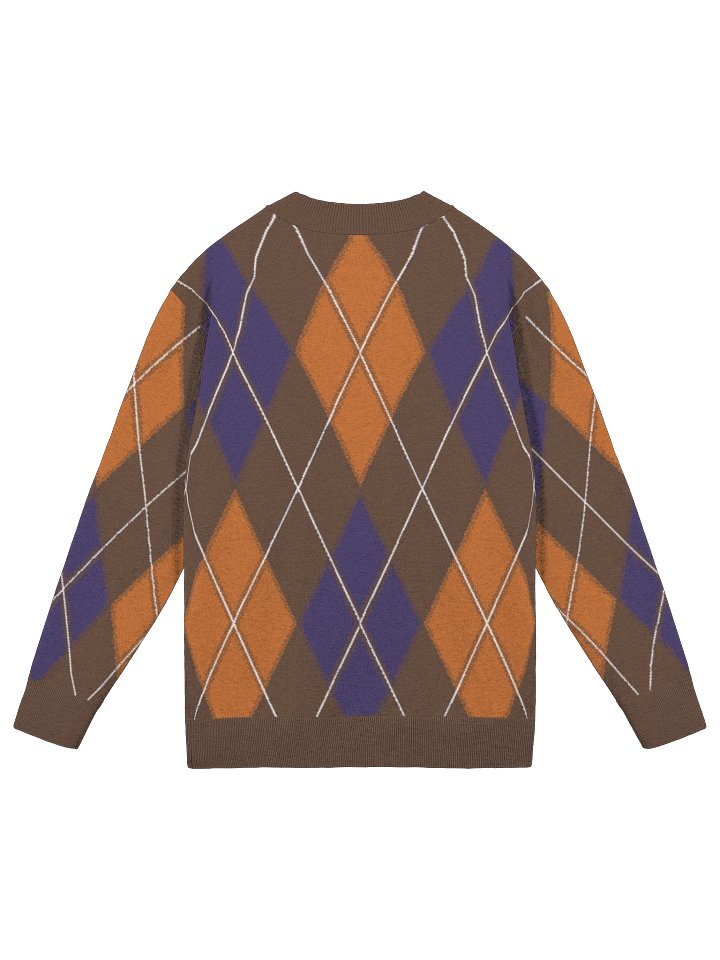 Classic Orange Brown Argyle Print Sweater product image (7)