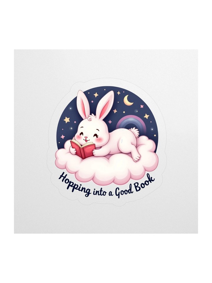 Hopping into a Good Book – Cute Bunny Sticker product image (1)