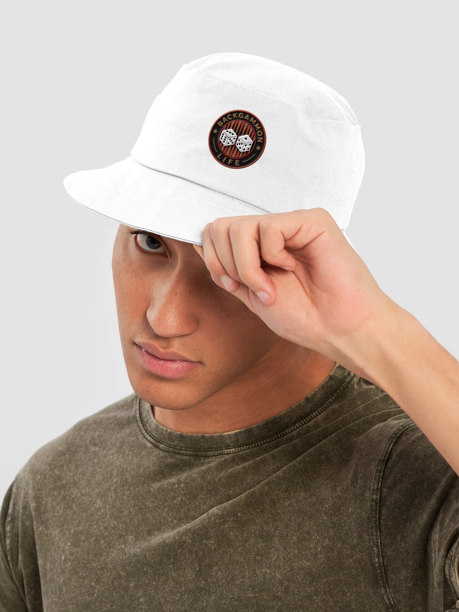 Backgammon Life Logo Embroidered Bucket Hat White product image (3)