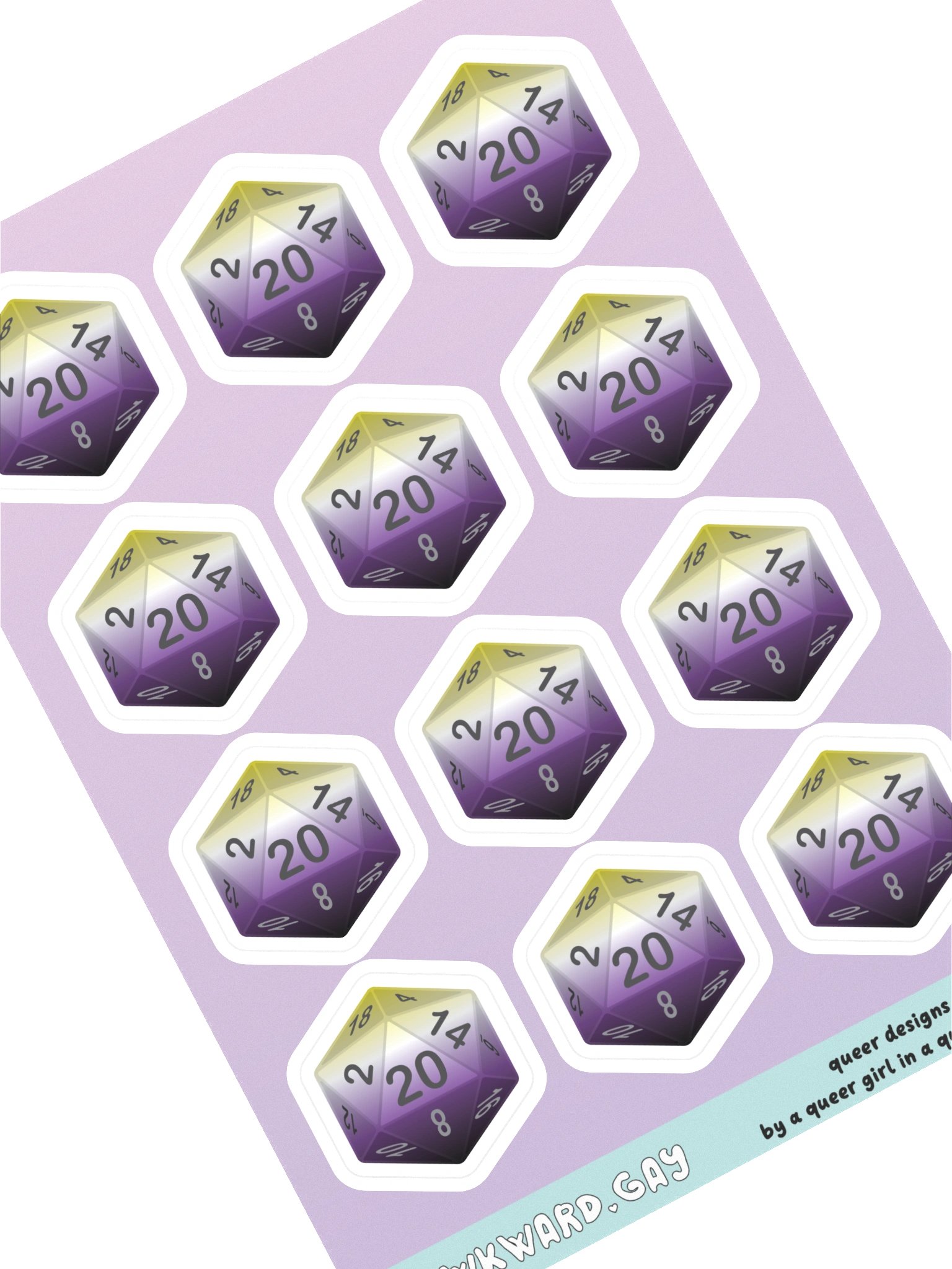 Non-binary Pride D20 Sticker Sheet product image (1)