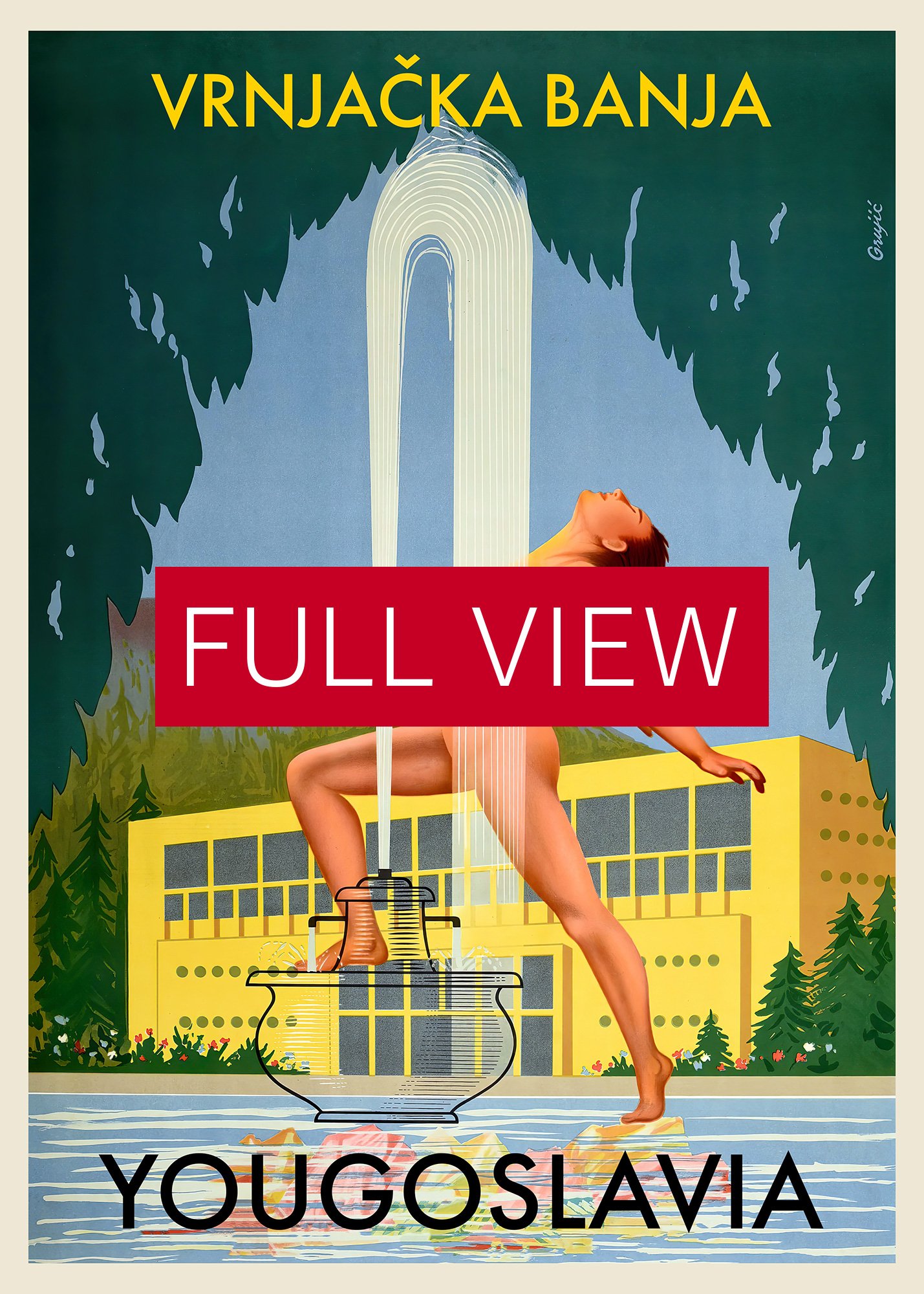 Yugoslavia, Vrnjačka Banja, 1950s — retro vintage travel poster, retro travel art, retro travel wall art, art deco poster, art deco product image (3)