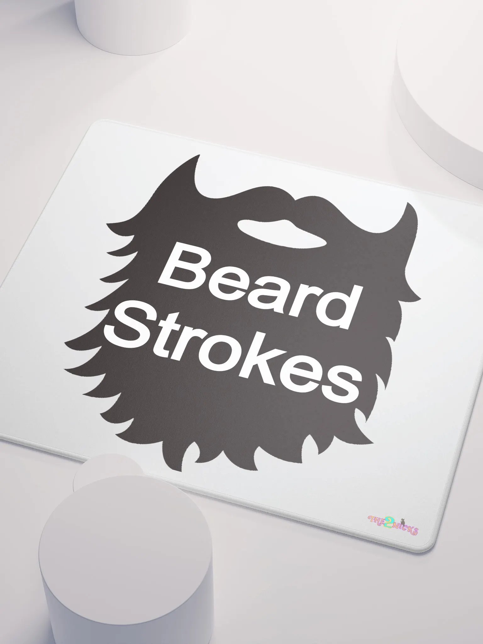 Black Beard Strokes Gaming Mouse Pad (White) product image (3)