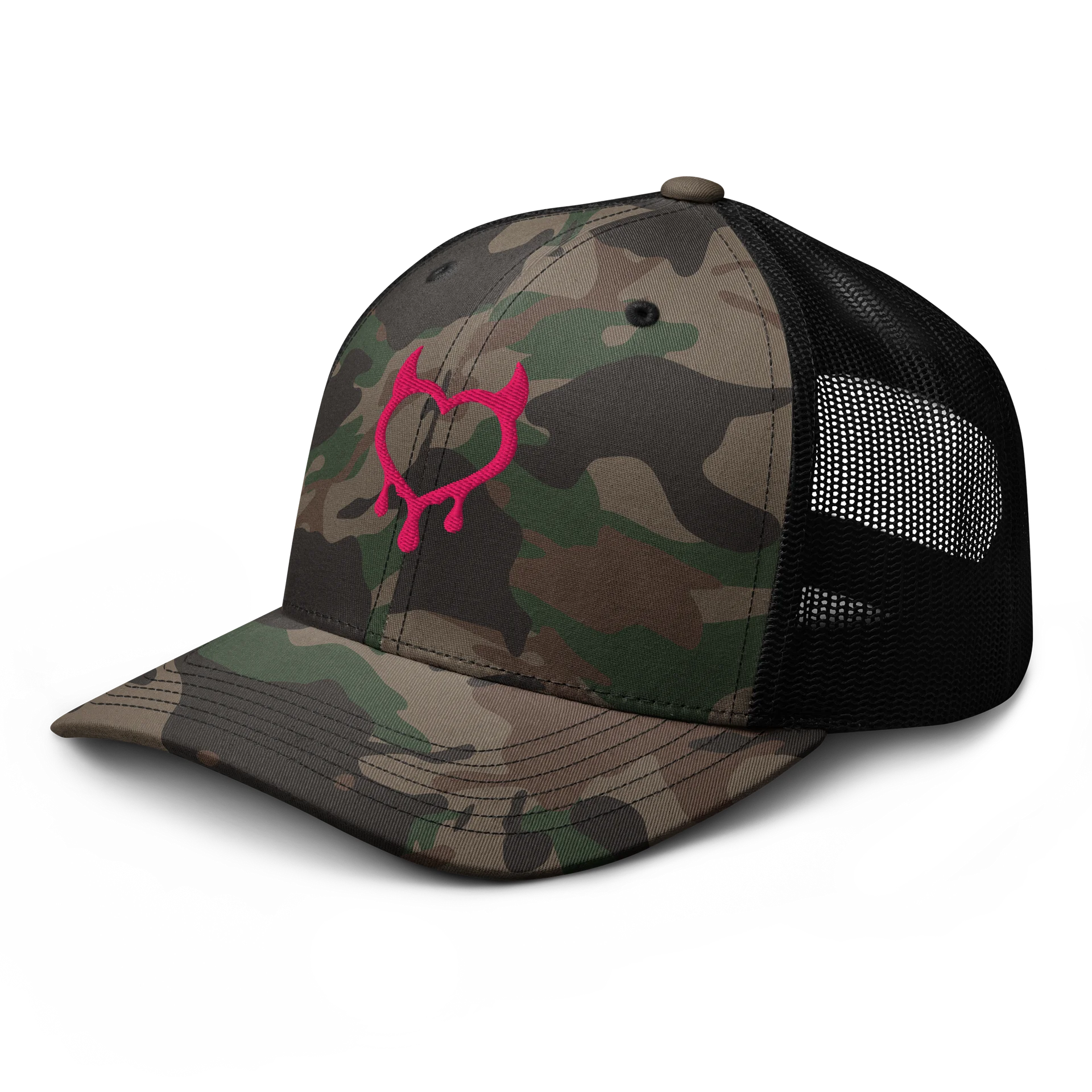 Booty Demon Drip Heart Women's Camo Embroidered Trucker Hat product image (6)