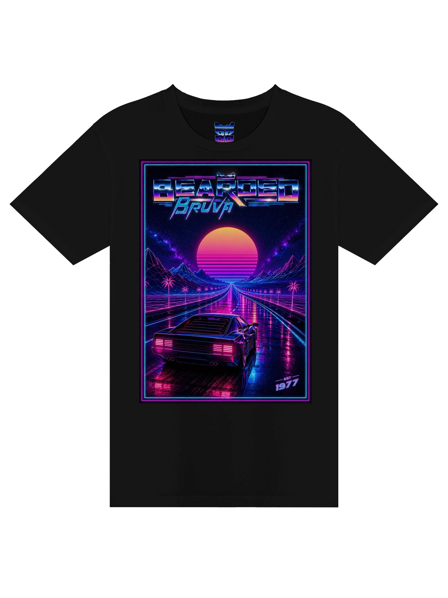 BeardedBruva Synthwave Sunset Tee product image (2)
