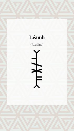 Ogham Word of the Day:léamh 
Explore more Ogham: The Ancient Irish 'Tree Alphabet' , 
Medieval history and linguistics at Ogh...