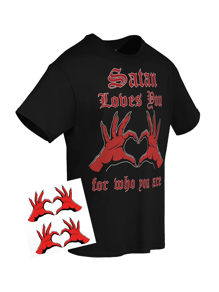 Satan Loves You Tee & Stickers Bundle product image (1)