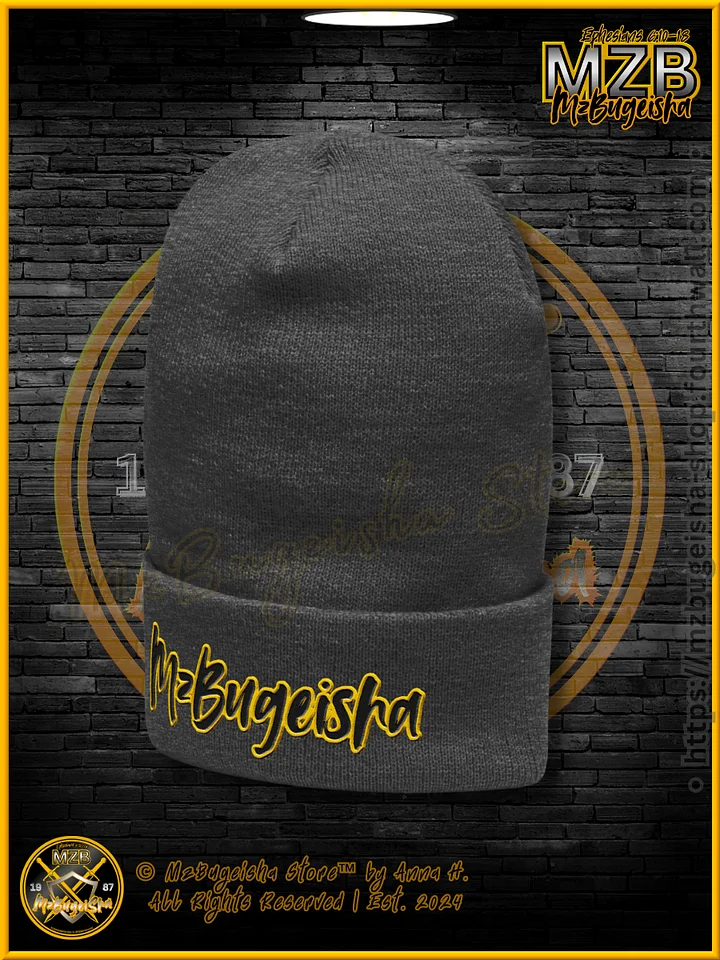 Beanie - MzBugeisha™ "Name Logo [V02] (blk/yellow)" Stylish Embroidered Beanie Hat By Anna H. product image (2)