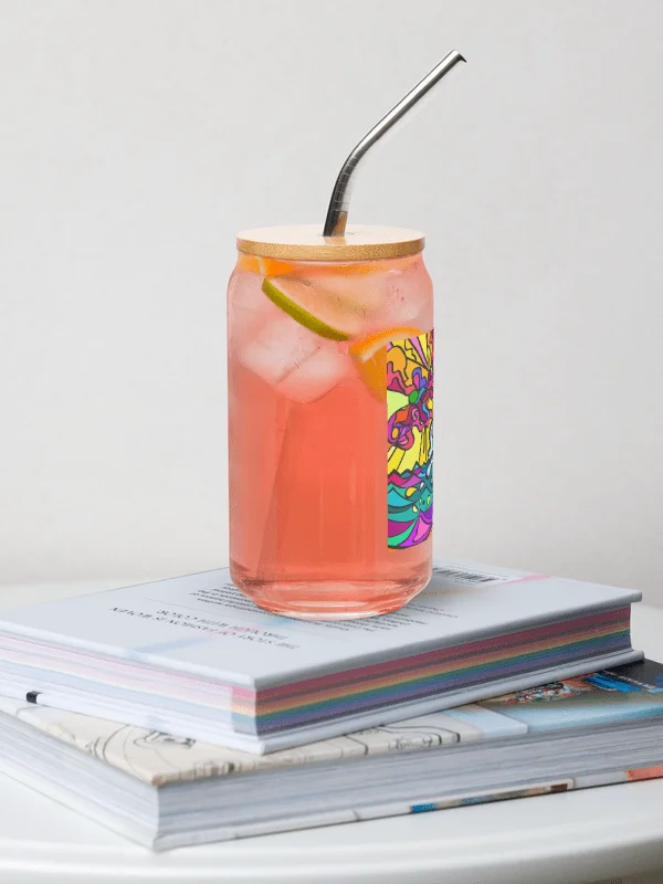 Vibrant Glass Can: A Fusion of Art and Function - Wave at Sunset product image (16)