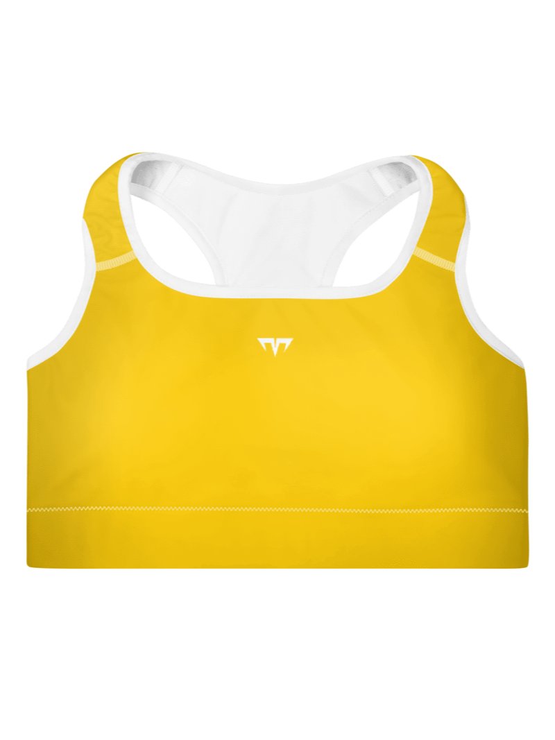 Women's Activewear - Padded Sports Bra Gold/White - Printed White Logo product image (1)