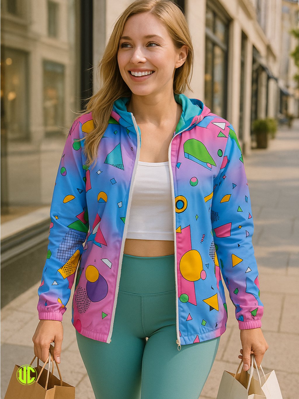 Retro 1980s Windbreaker Jacket – Colorful Memphis Style Zip Hoodie | Vintage Lightweight Streetwear for Men & Women product image (6)