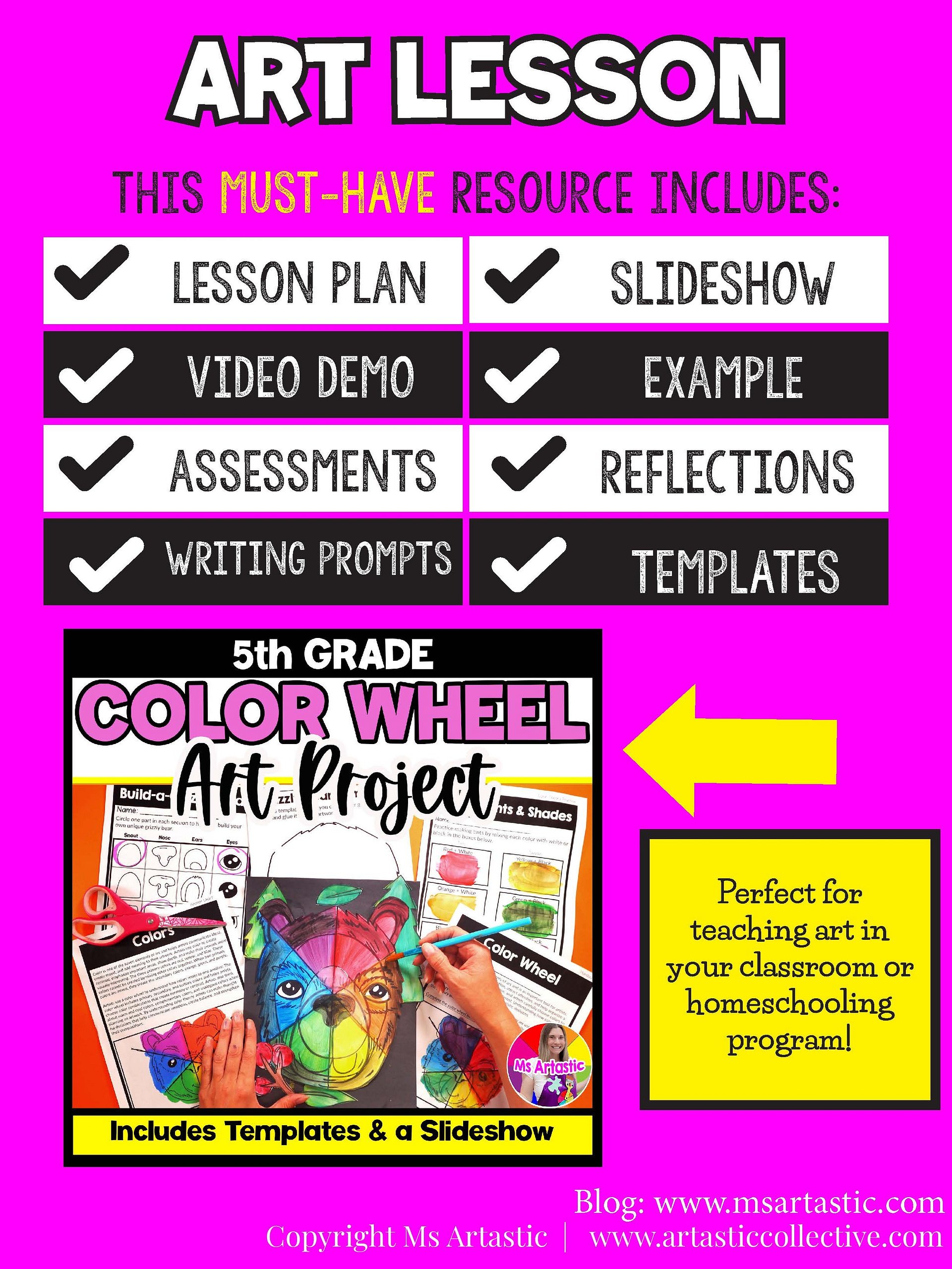 Color Wheel Art Lesson Element of Art Color 5th Grade Color Wheel Art Project product image (5)