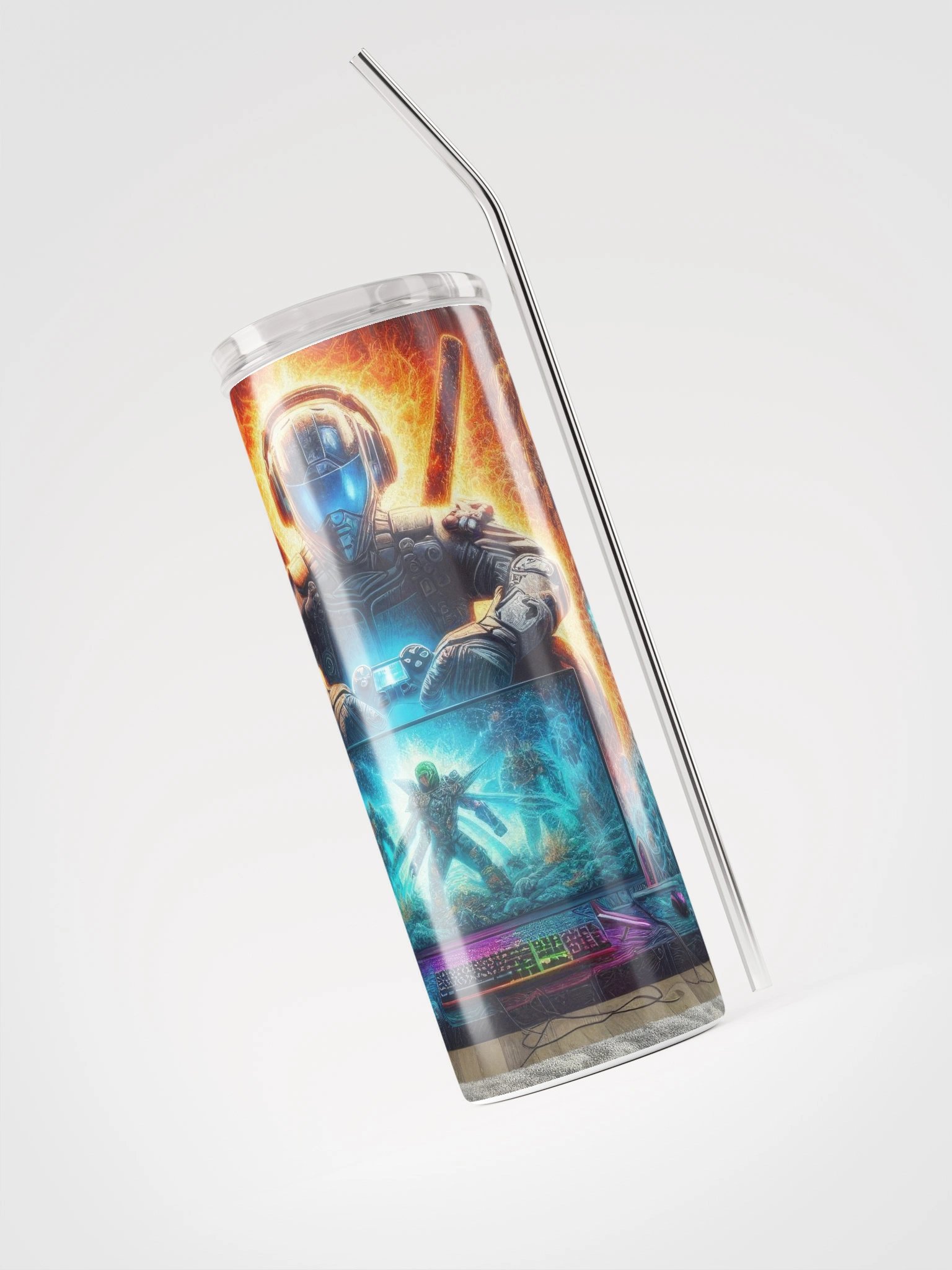 Neon Sci-Fi Gaming Stainless Steel Tumbler product image (6)