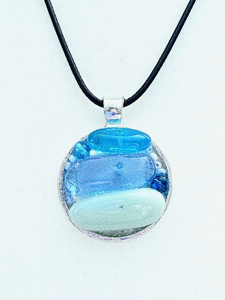 MFD-00208 | Coastal Calm Horizon Pendant Necklace | Handmade Glass Art Jewelry | Monique Faella Designs™ product image (1)