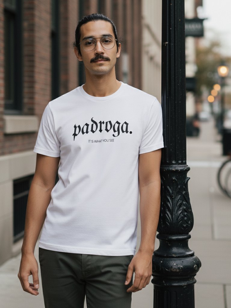 Copy of padroga. essentials black tshirt arc logo product image (7)