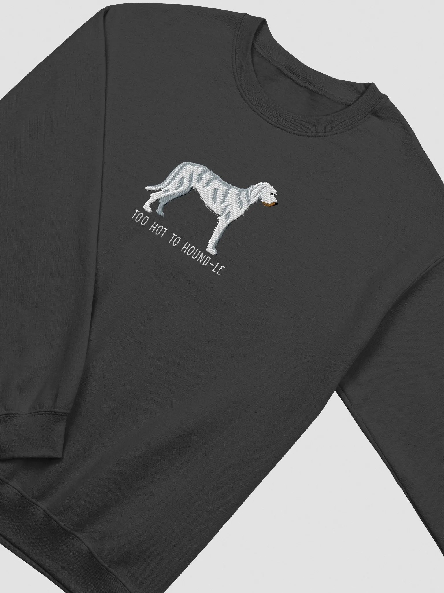 Too Hot to Hound-le Sweatshirt (Embroidered) of an Irish Wolfhound(White) product image (6)