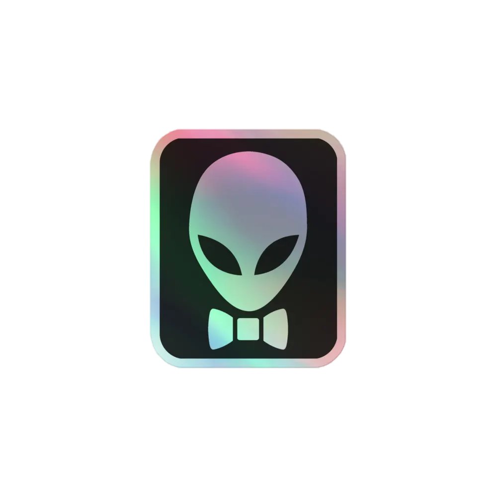 Alien with Bow Tie Holographic Sticker product image (1)