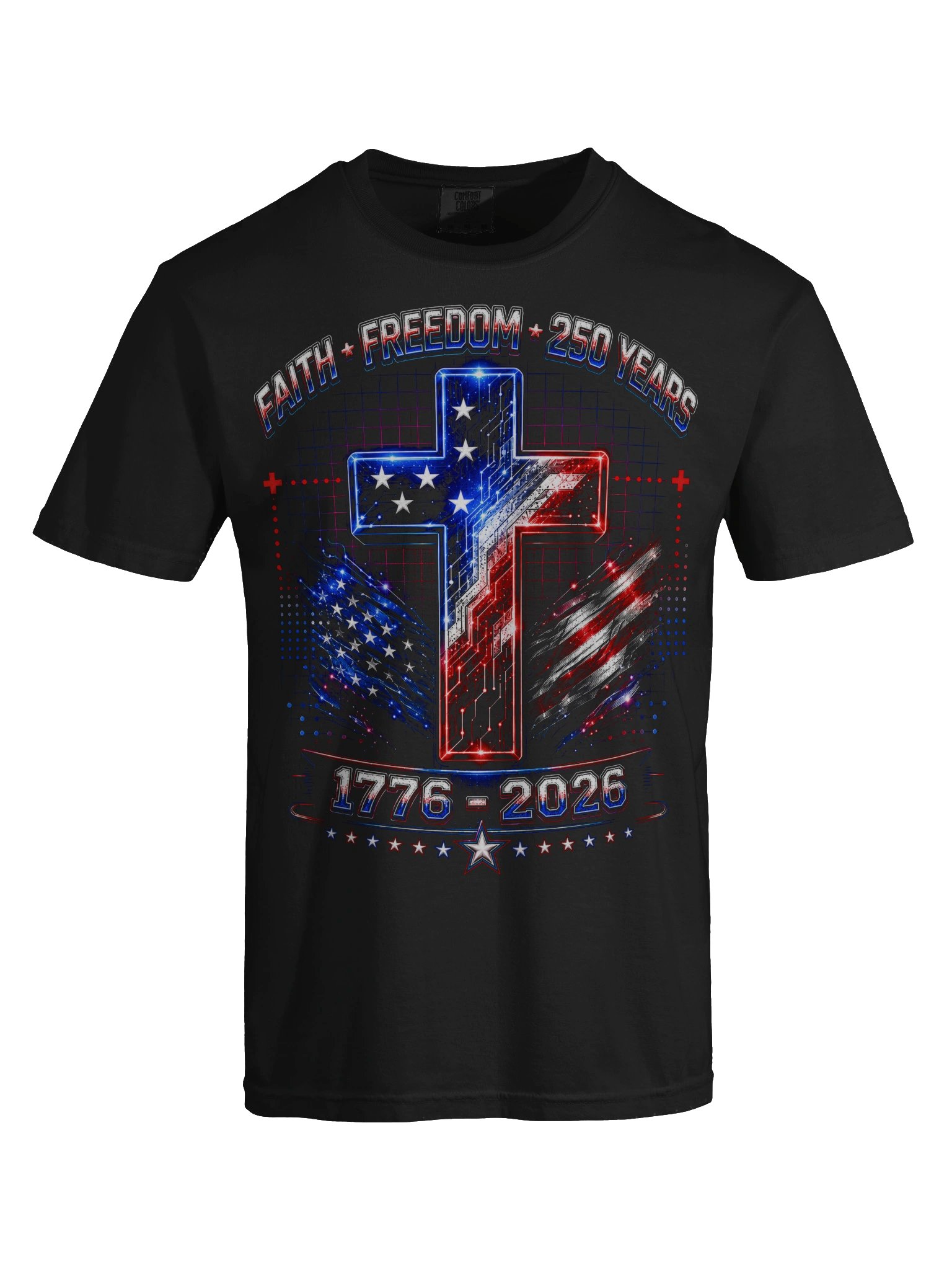 Faith and Freedom 250 Years Patriotic Christian Cross T-Shirt product image (5)