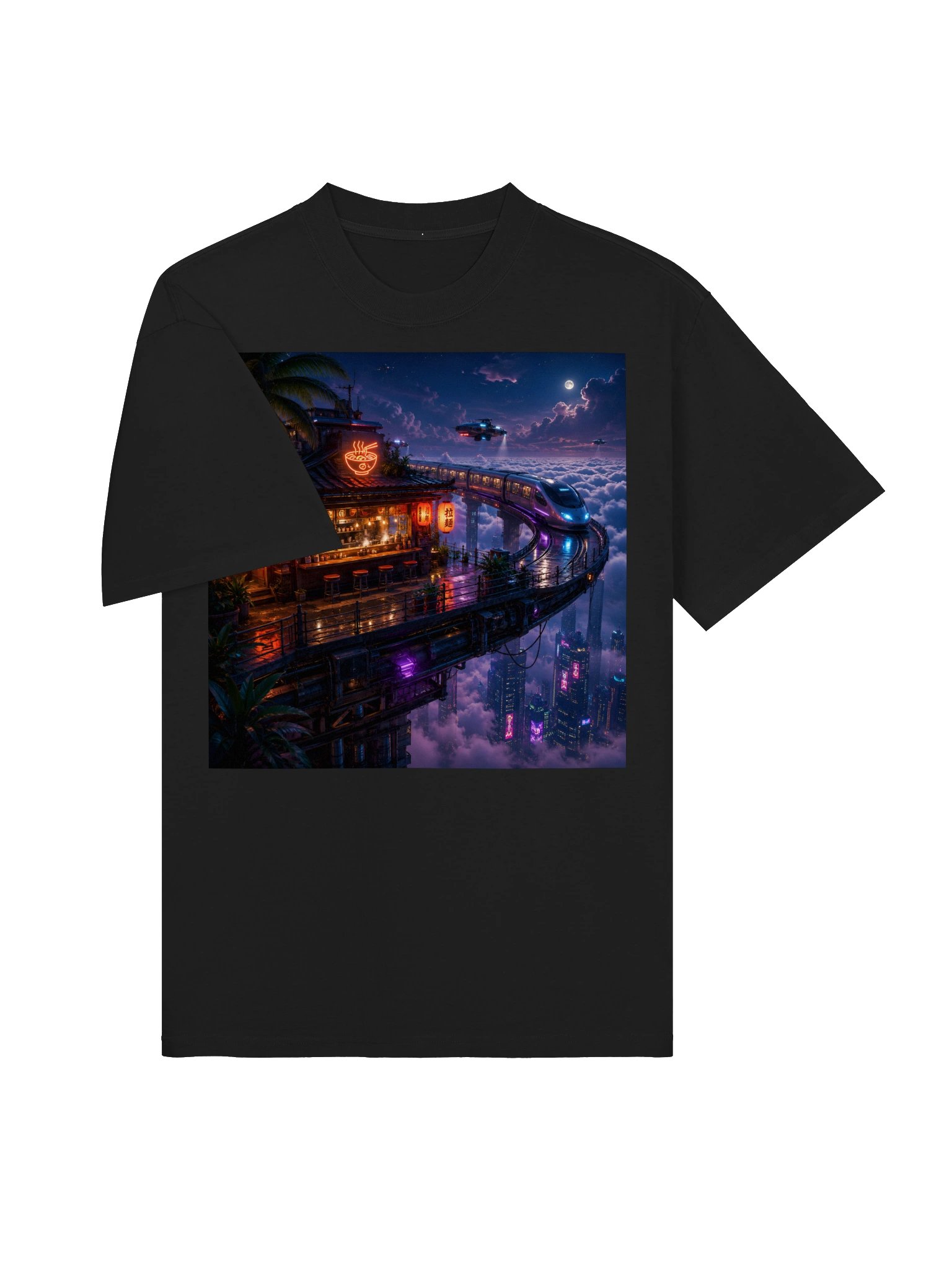 FUTURISTIC RAMEN NIGHT 🍜🌙 Neon Cyberpunk Japan T-Shirt product image (4)