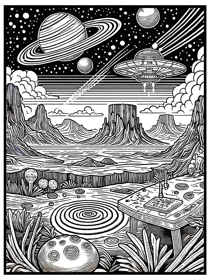 👽 3 Alien Planetary Launches Coloring Pages – Free Printable Set | MoonFun.Shop Launch Special product image (1)