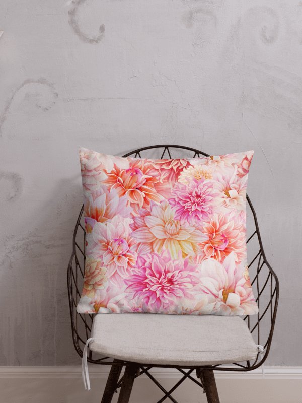 WATERCOLOR DAHLIA PATTERN THROW PILLOW FOR COTTAGE SUMMER VIBES product image (2)